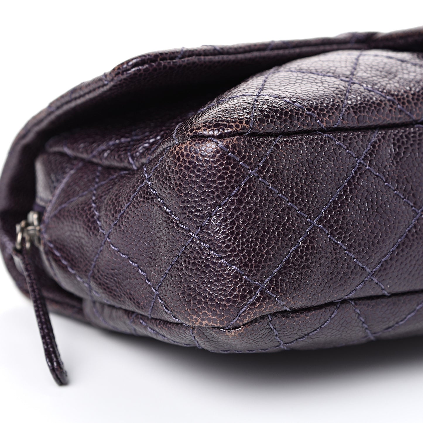 Iridescent Caviar Quilted Small Chic Flap Dark Purple