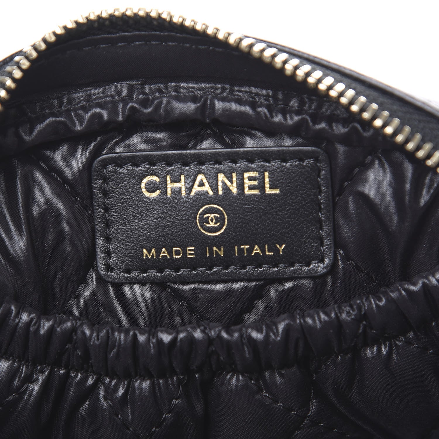 Chanel Lambskin Quilted Small Curvy Pouch Cosmetic Case Black 5 of 9