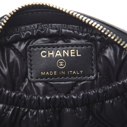 Chanel Lambskin Quilted Small Curvy Pouch Cosmetic Case Black 5 of 9