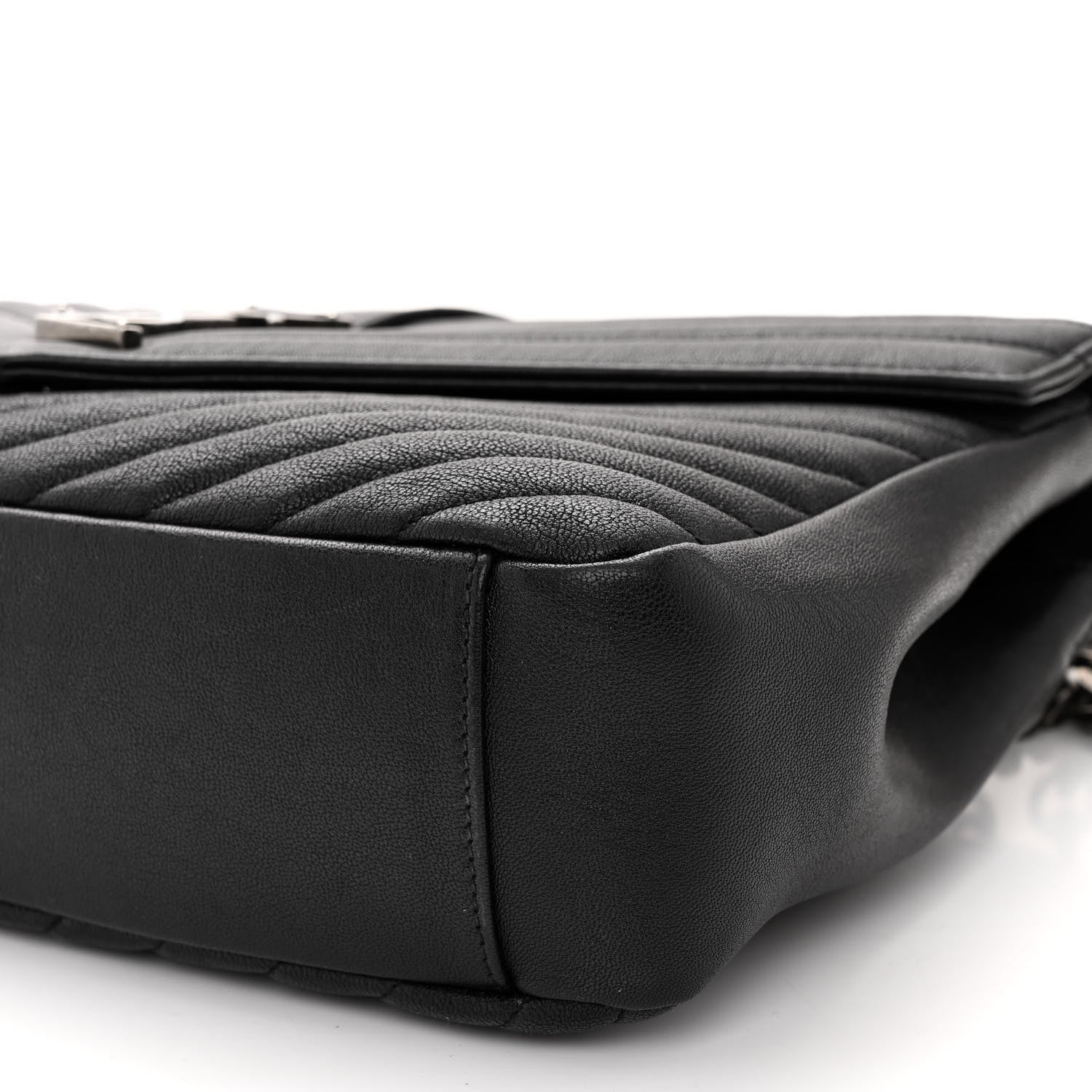 Saint Laurent Sheepskin Matelasse Chevron Monogram Large College Satchel Black 9 of 9