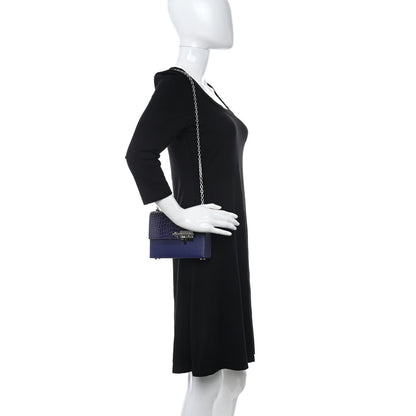 Hermes Epsom Shiny Alligator Mini Verrou Chaine Bag Bleu Encre Black 2 of 11