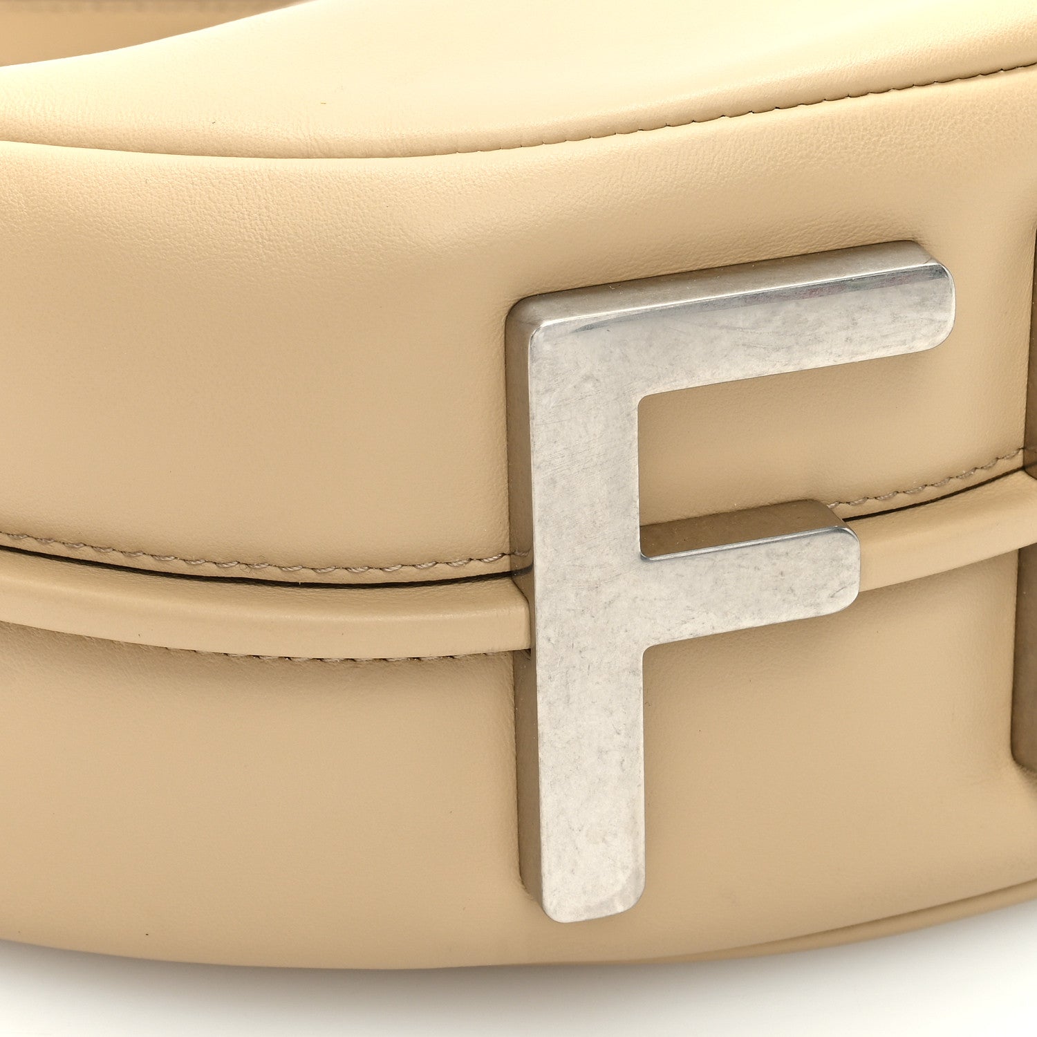 Fendi Vitello Grace Matte Metal Handle Medium Fendigraphy Hobo Bag Beige Amido 8 of 9