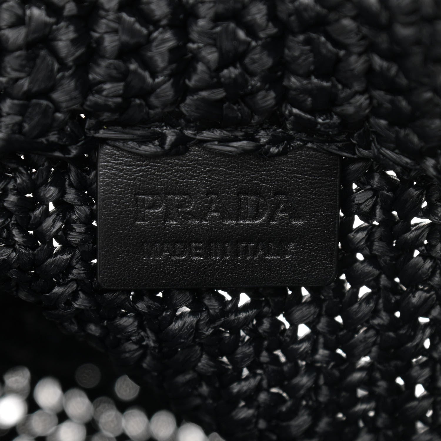 Prada Yarn Raffia Effect Crochet Small Logo Tote Black 9 of 10