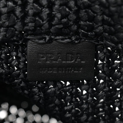 Prada Yarn Raffia Effect Crochet Small Logo Tote Black 9 of 10