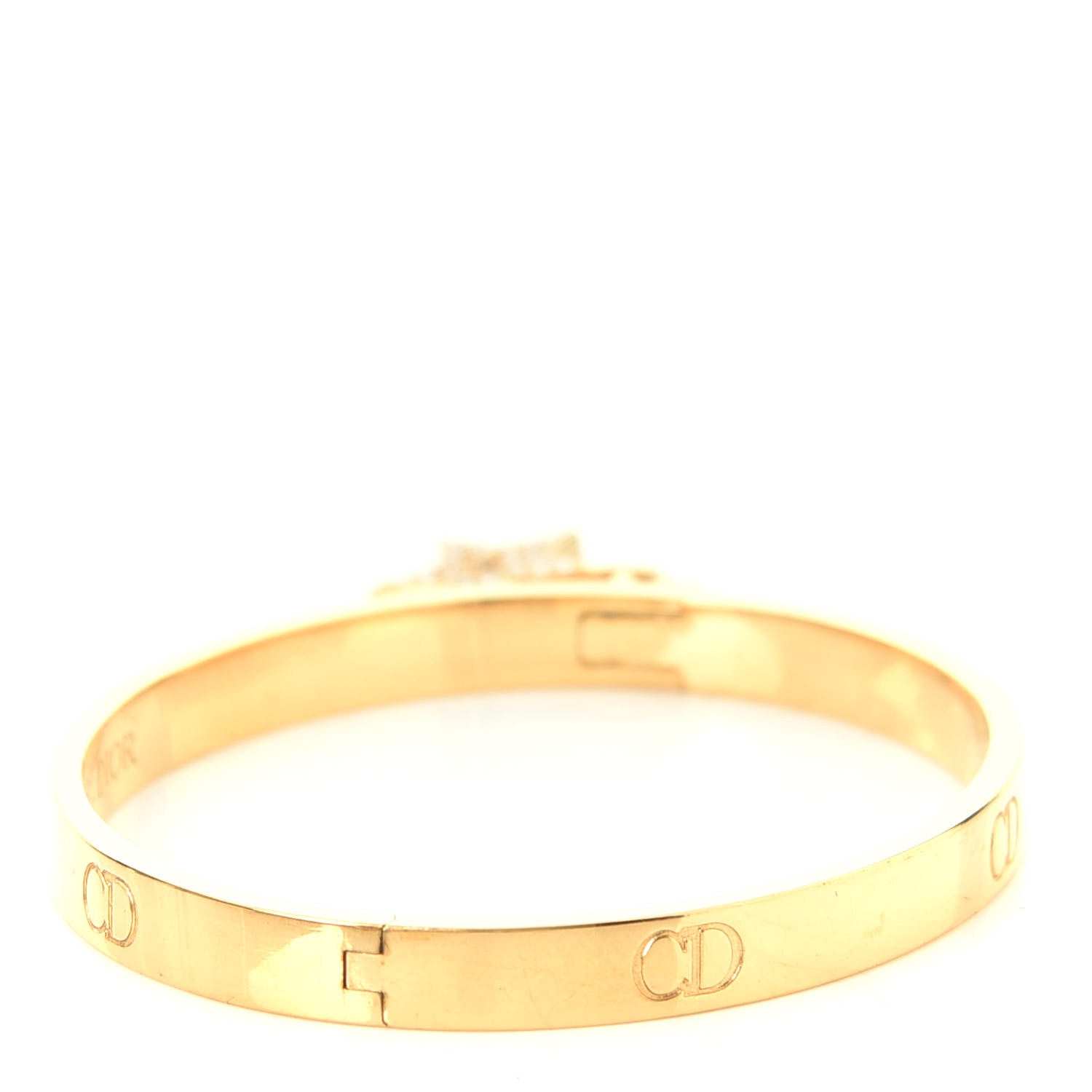 Christian Dior Metal Crystal Lucky Locket Star Bracelet Gold 2 of 5