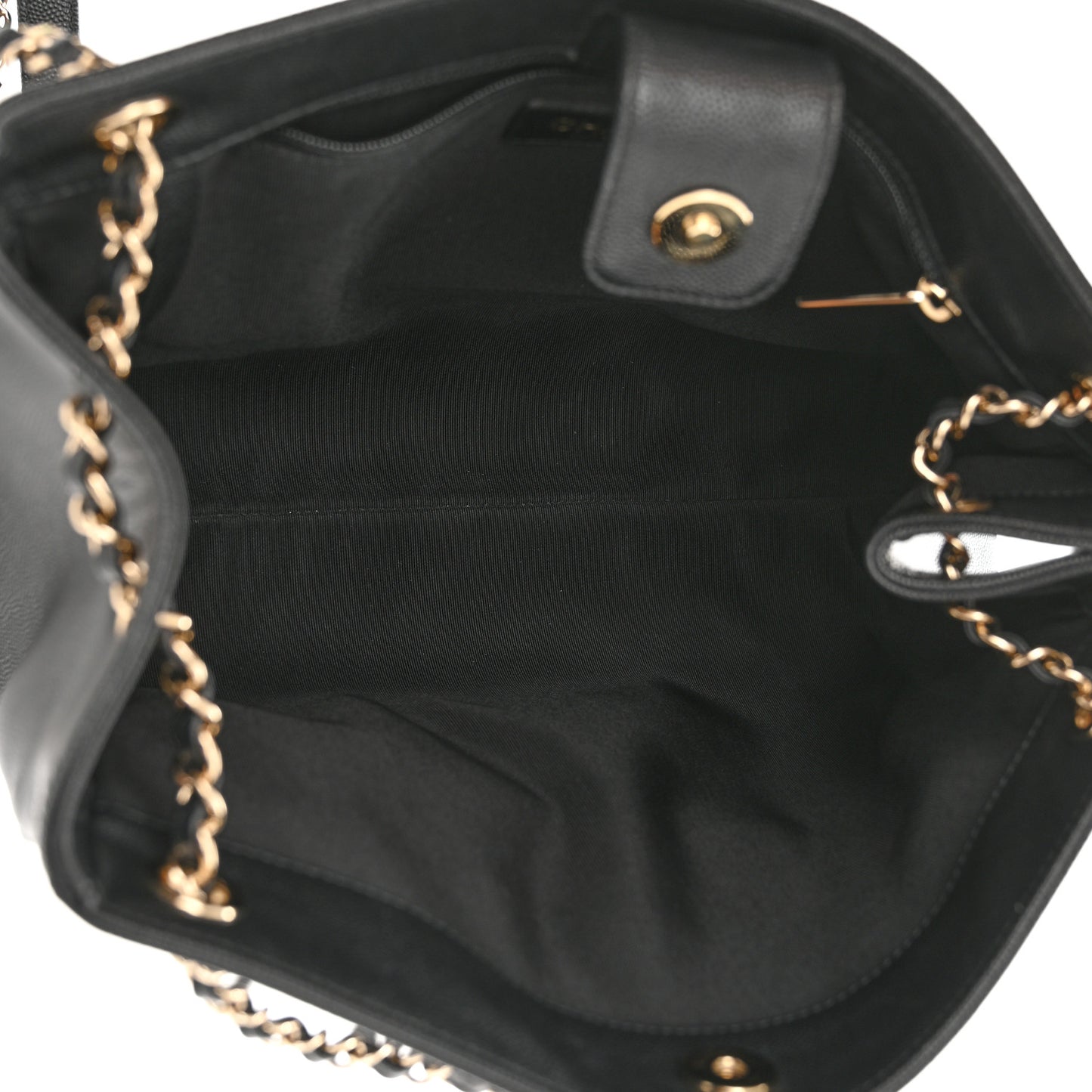 Caviar Quilted In Out Flap Shopping Tote Black