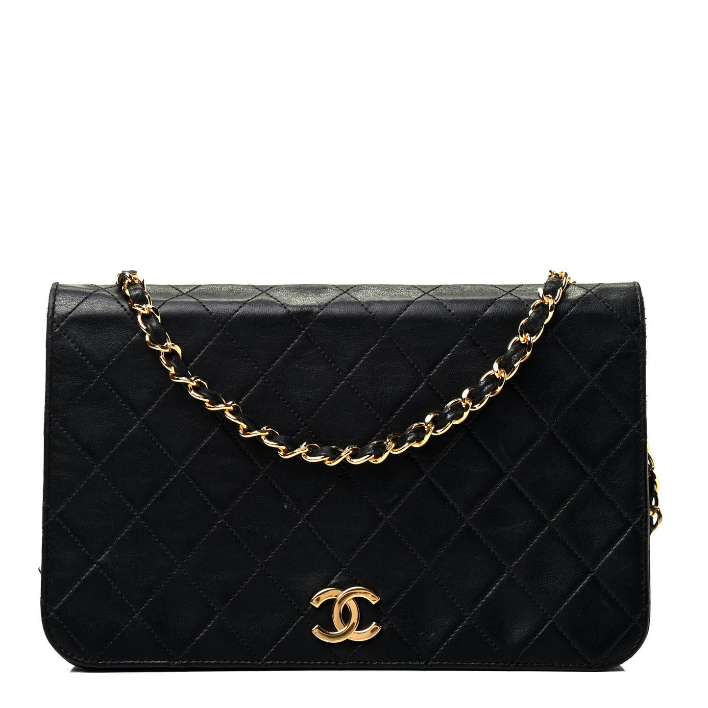 Lambskin Quilted Small Single Flap Black