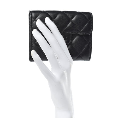 Chanel Lambskin Quilted Flap Card Holder Wallet Black 2 of 9