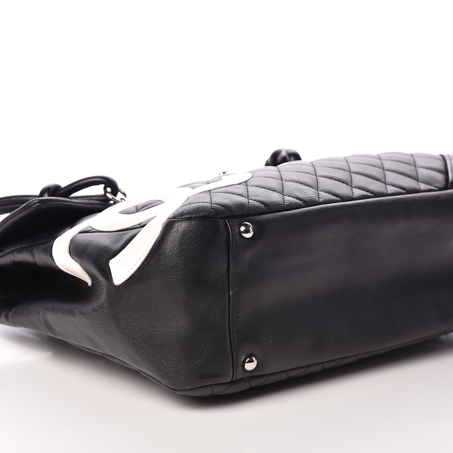 Chanel Calfskin Quilted Large Cambon Flap Black White 5 of 9
