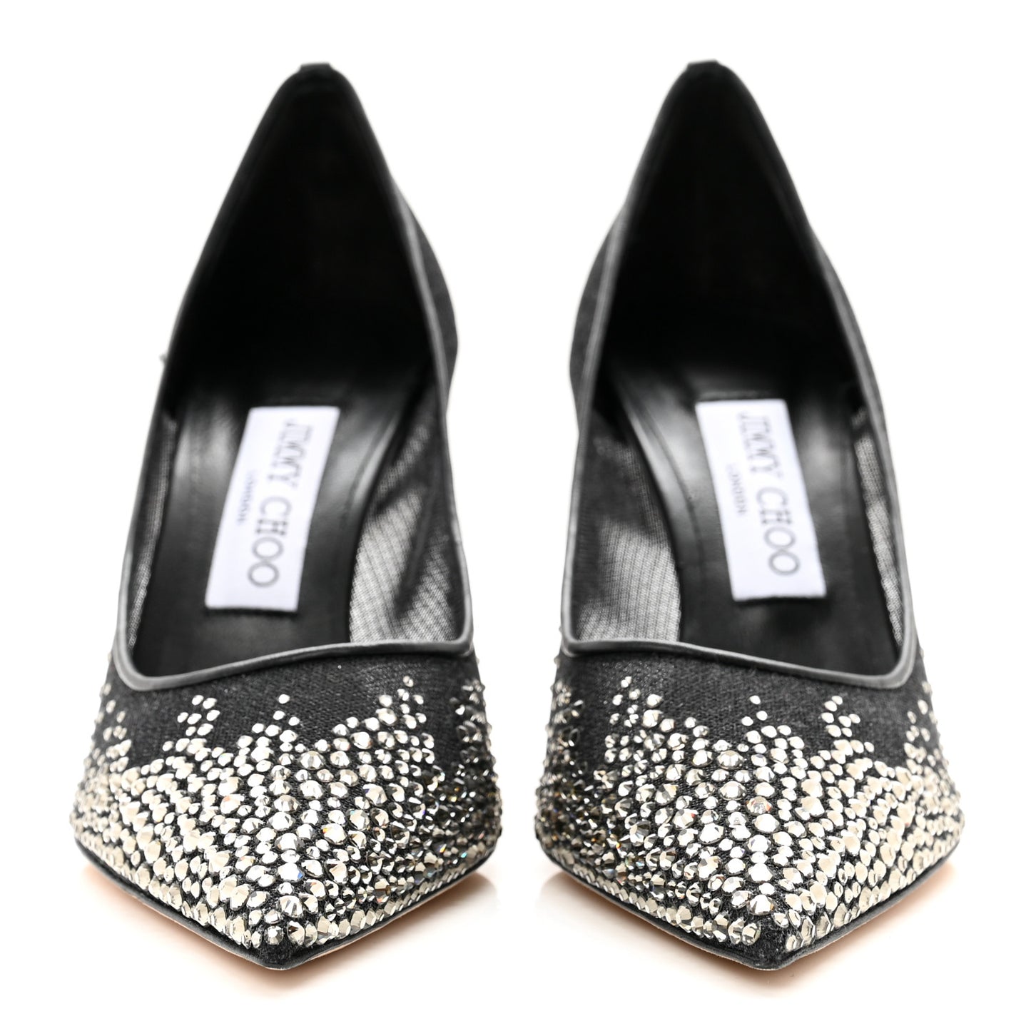 Calfskin Mesh Crystal Love 85 Pumps 37 Black