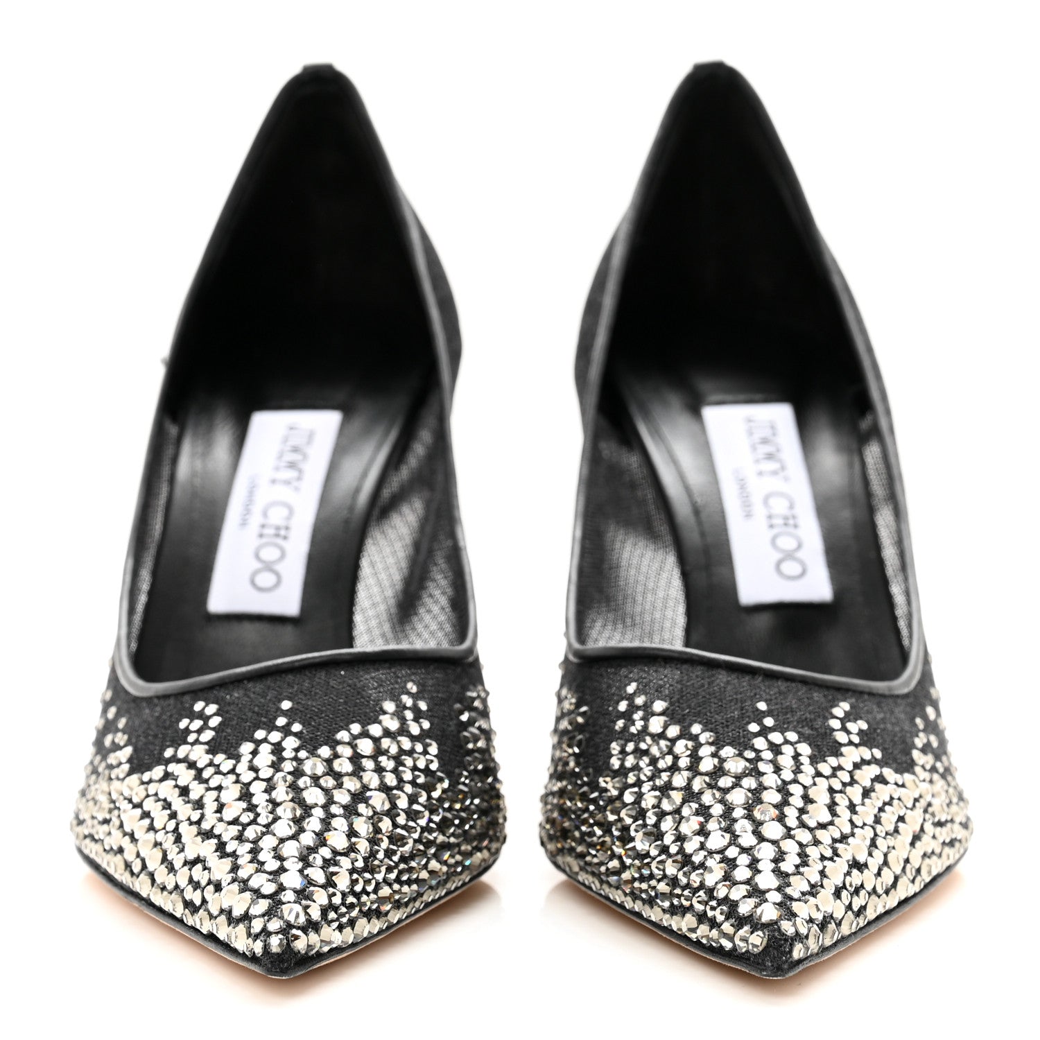 Jimmy Choo Calfskin Mesh Crystal Love 85 Pumps 37 Black 2 of 8
