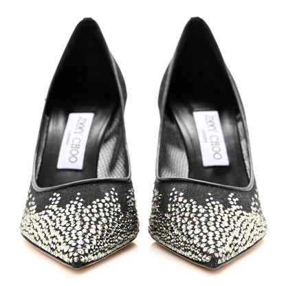 Jimmy Choo Calfskin Mesh Crystal Love 85 Pumps 37 Black 2 of 8