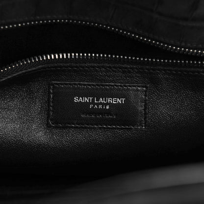 Saint Laurent Crocodile Embossed Small Sac de Jour Dusty Black 6 of 7