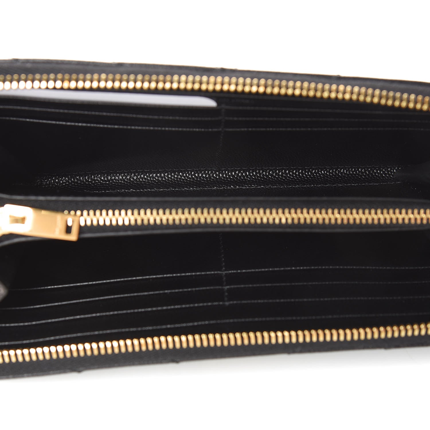 Saint Laurent Grain De Poudre Matelasse Chevron Monogram Zip Around Wallet Black 5 of 8