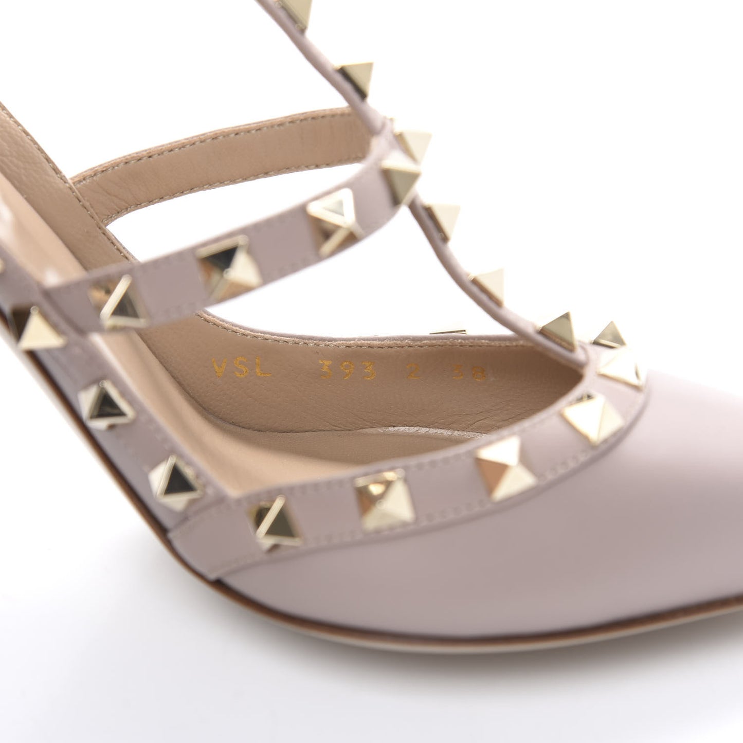 Nappa Rockstud Ankle Strap Pumps 38 Poudre