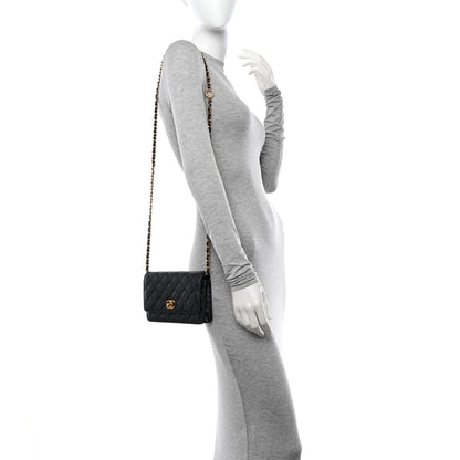 Chanel Pearly Caviar Quilted Fit For You Wallet On Chain WOC Black 2 of 12