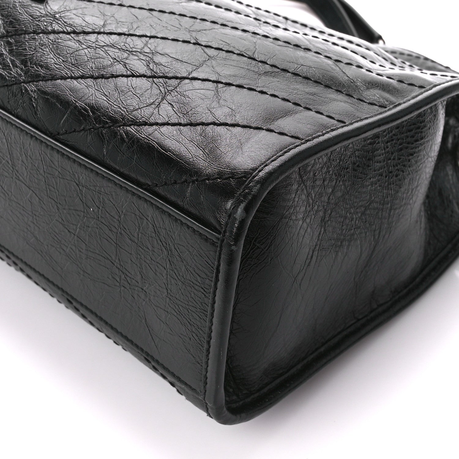 Saint Laurent Crinkled Calfskin Matelasse Monogram Medium Niki Shopper Tote Black 10 of 11