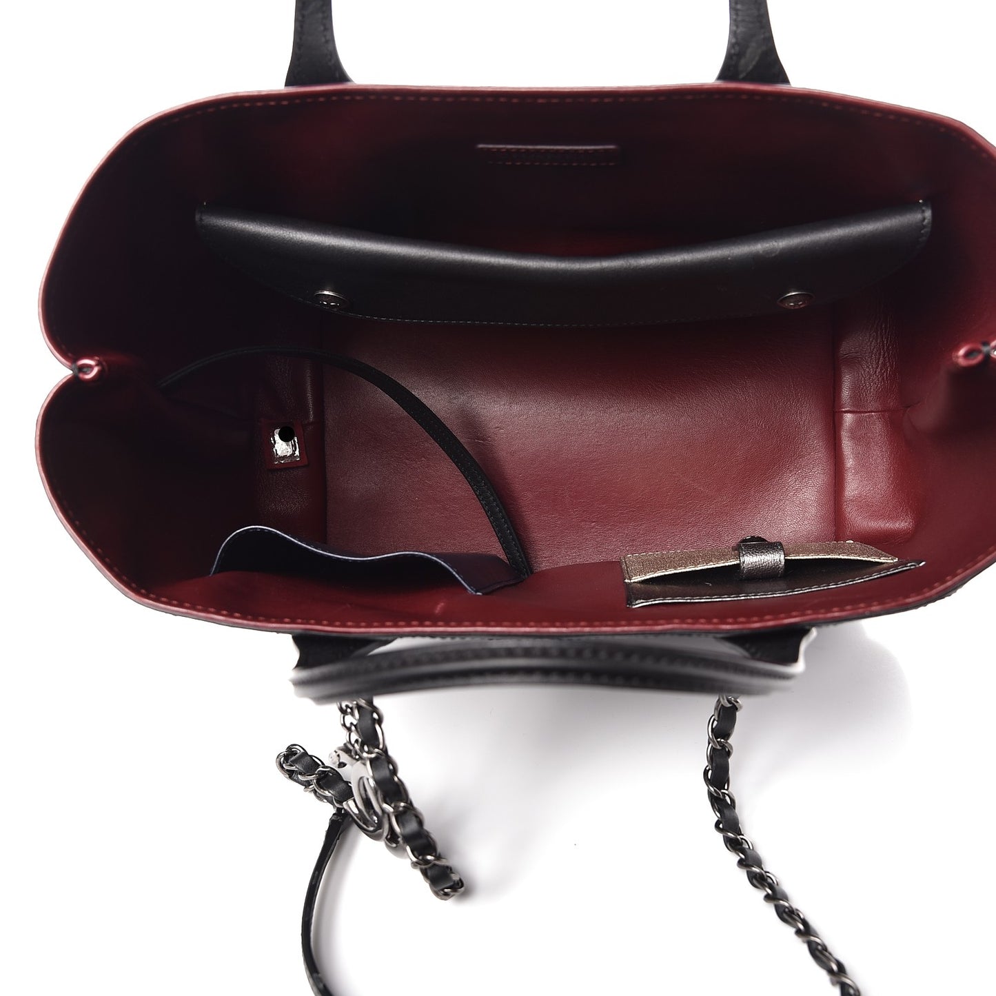 Calfskin Stitched Medium Shopping Tote Black