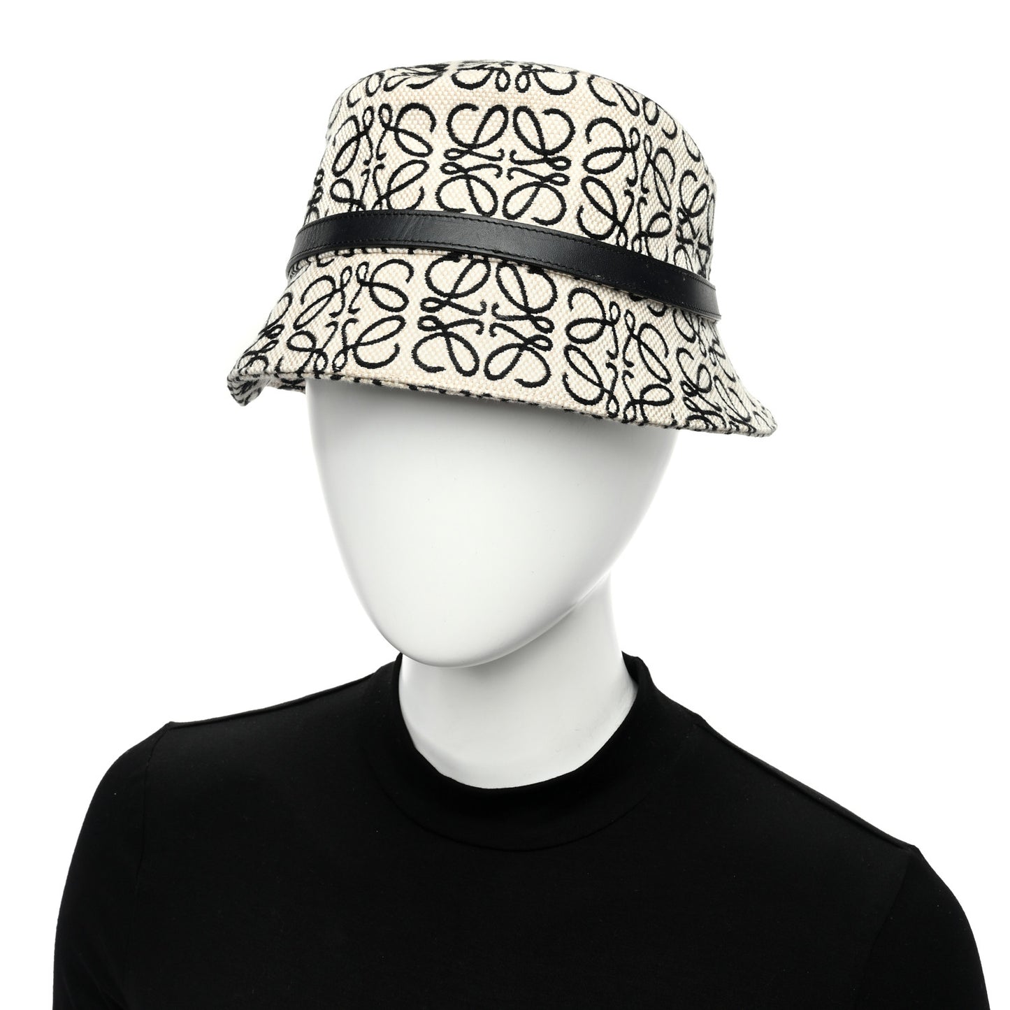 Jacquard Allover Anagram Bucket Hat Ecru 57 Black