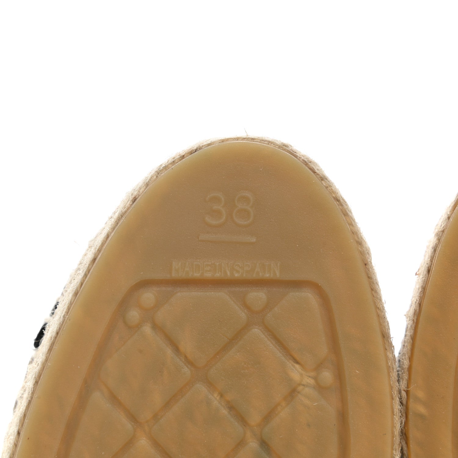 Chanel Knitted Wool Lambskin Chain CC Espadrilles 38 Beige Black 7 of 10