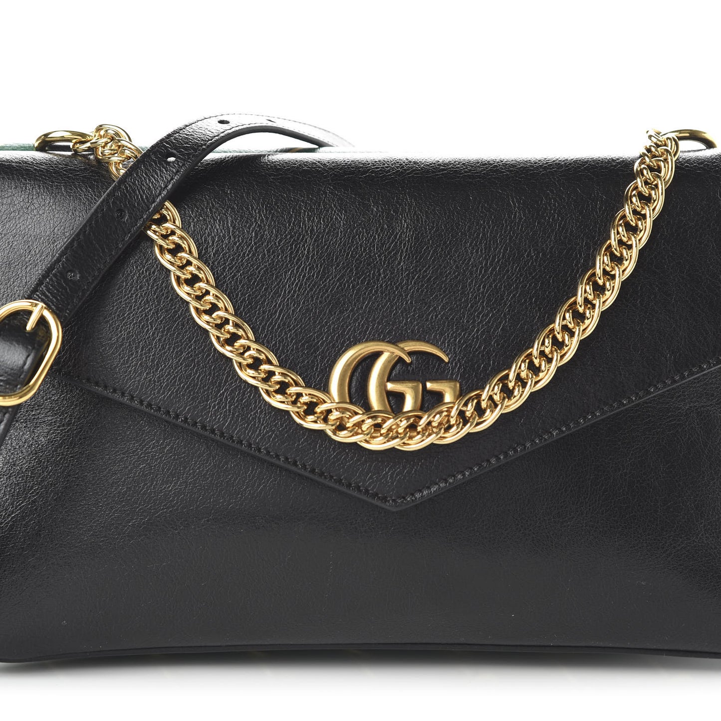 Calfskin Diagonal GG Medium Thiara Double Envelope Shoulder Bag Emerald Green Black