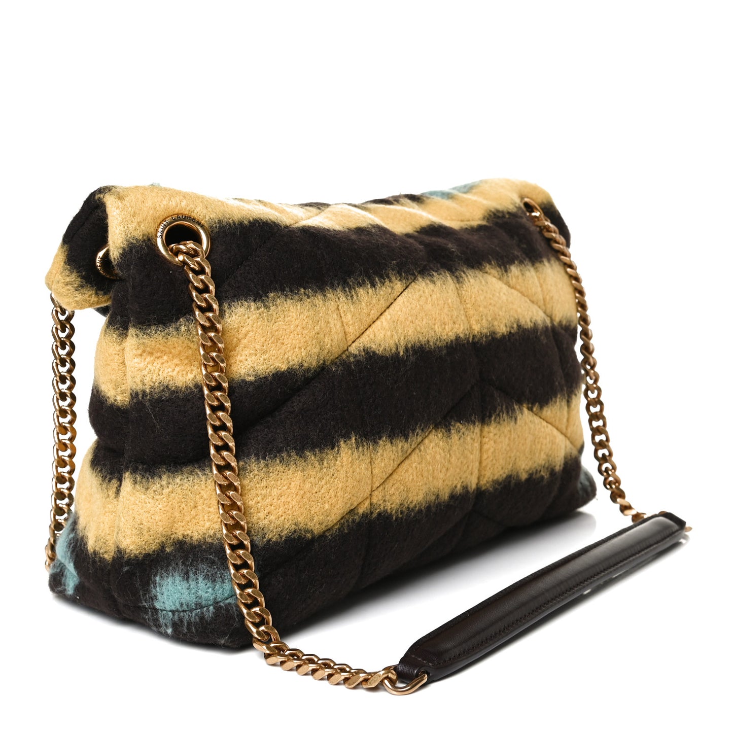 Tie Dye Wool Quilted Small Loulou Puffer Monogram Chain Satchel Yellow Pacific Blue Dark Pecan