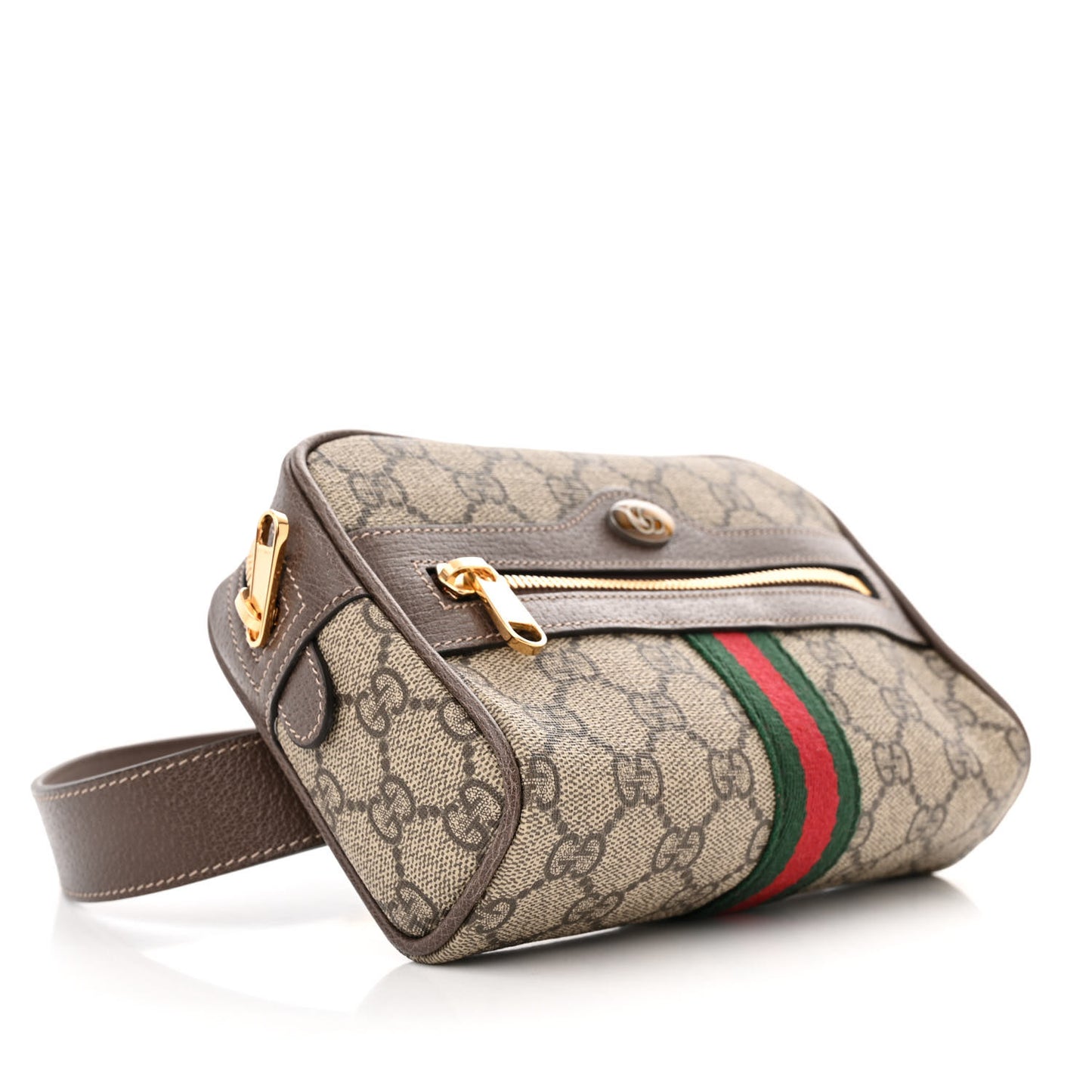 GG Supreme Monogram Web Small Ophidia Belt Bag 75 30 Dark Brown