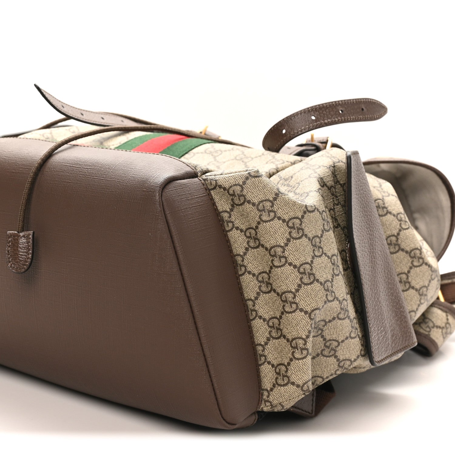 Gucci GG Supreme Monogram Medium Ophidia Double Buckle Backpack Brown 10 of 10
