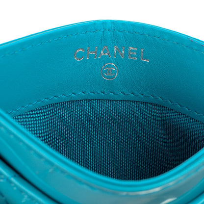 Chanel Patent Quilted Card Holder Turquoise 6 of 8