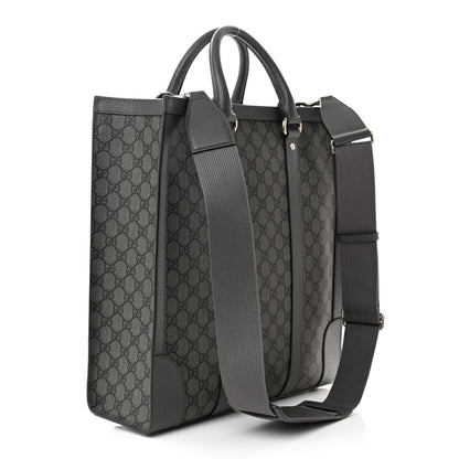 Gucci GG Supreme Monogram Textured Dollar Calfskin Medium Ophidia Tote Grey Black Graphite Grey 3 of 10