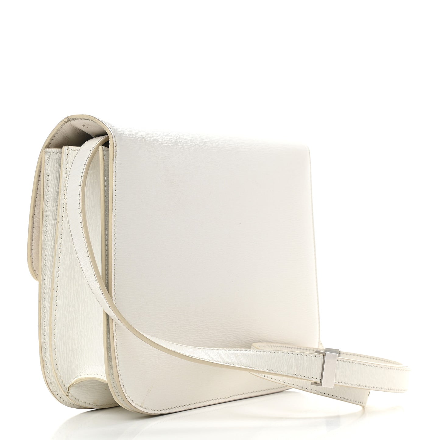 Liege Calfskin Medium Classic Box Flap Bag White