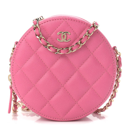 Chanel Caviar Quilted Round Clutch With Chain Pink 1 of 9