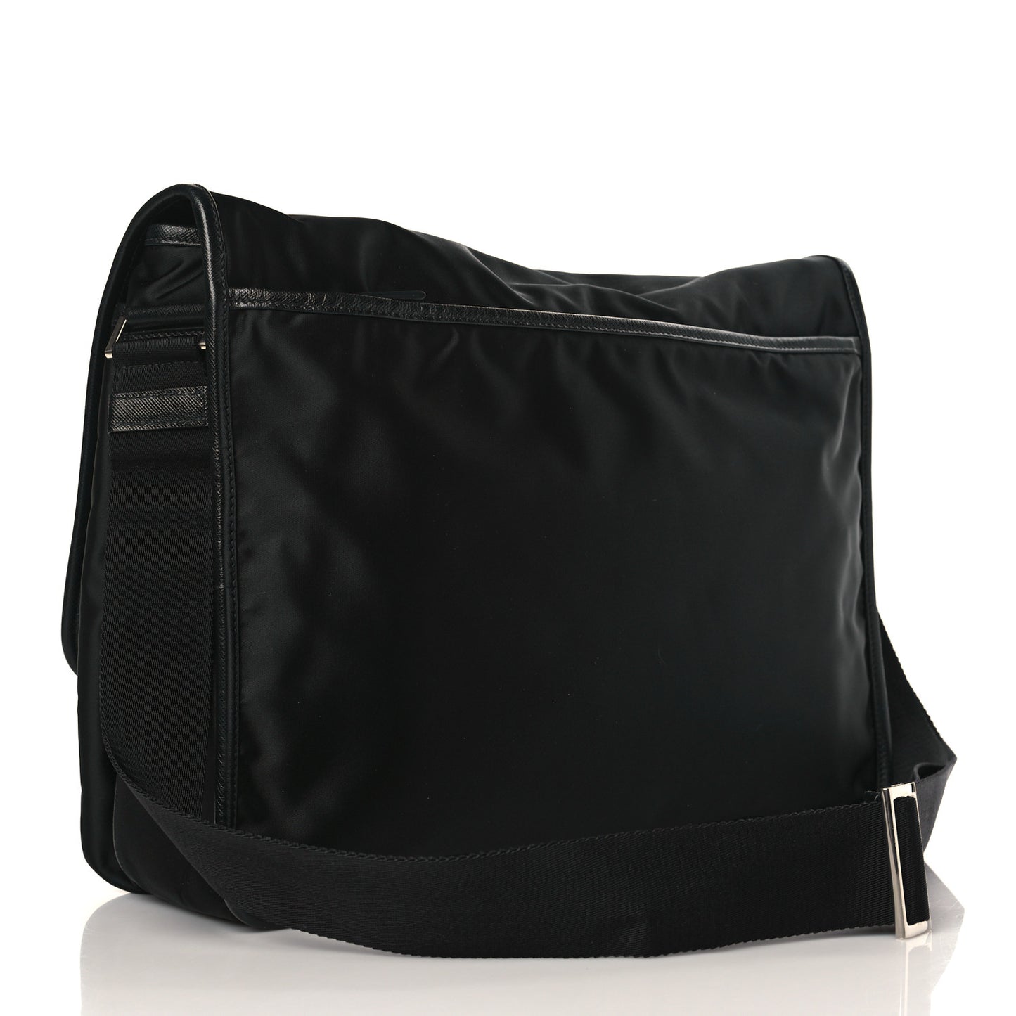 Tessuto Nylon Saffiano Logo Messenger Bag Black