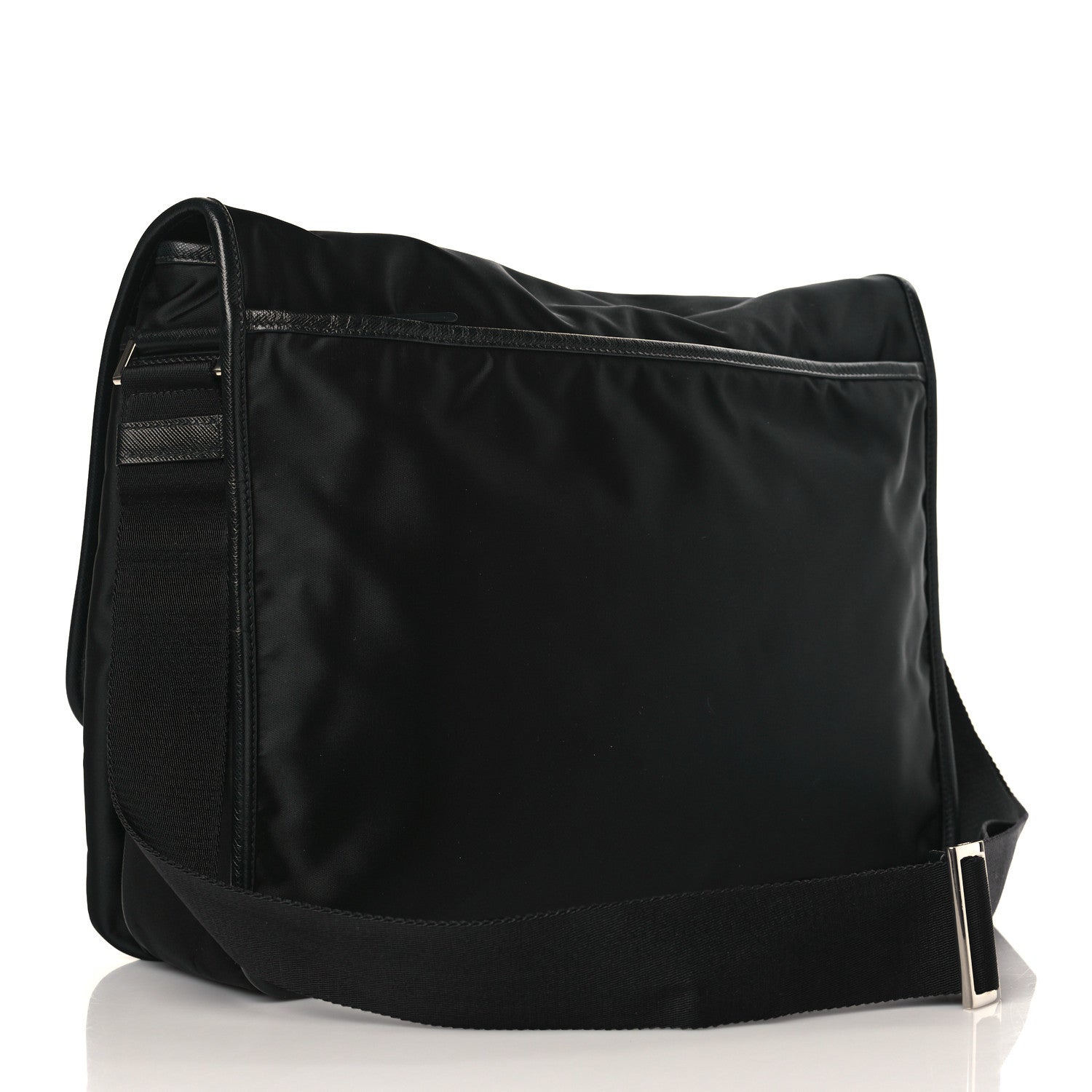 Prada Tessuto Nylon Saffiano Logo Messenger Bag Black 3 of 9
