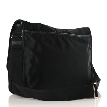 Prada Tessuto Nylon Saffiano Logo Messenger Bag Black 3 of 9
