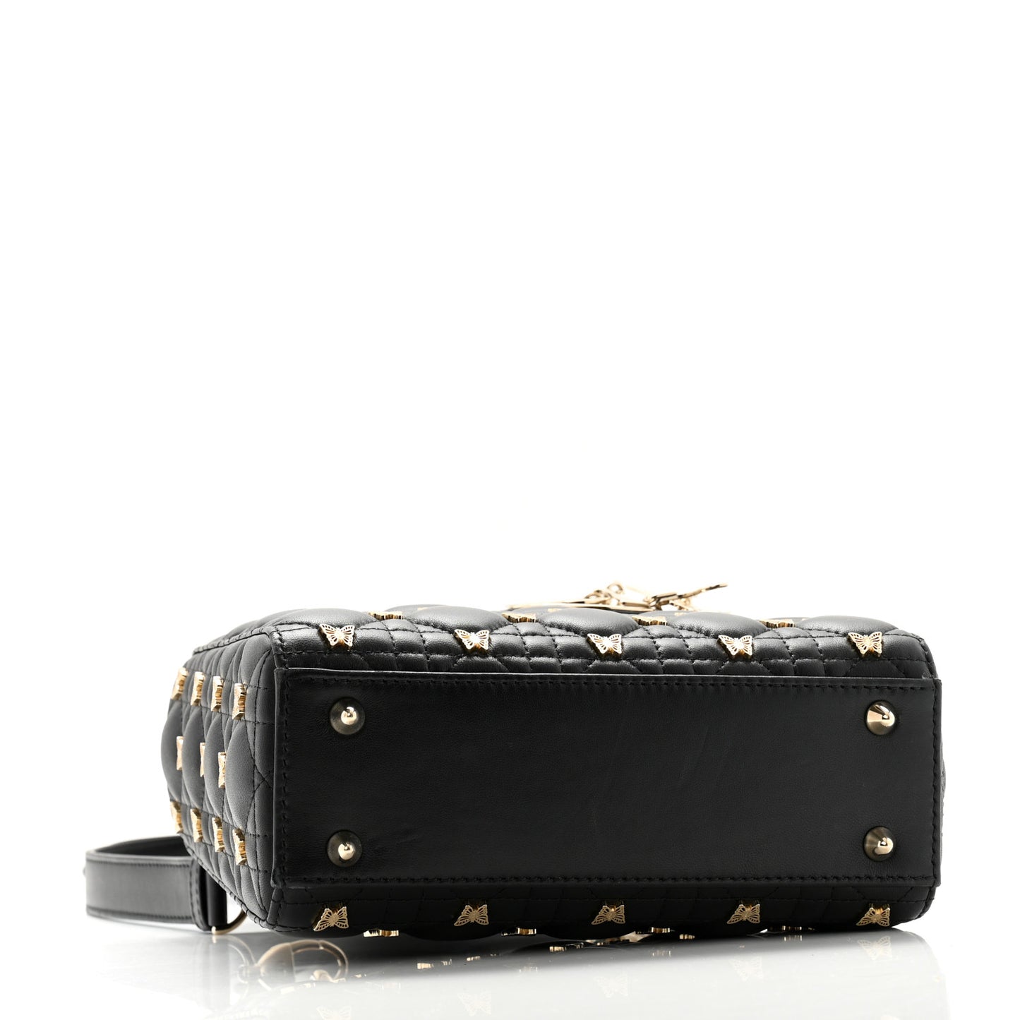 Lambskin Cannage Butterfly Studs Small Lady Dior Black