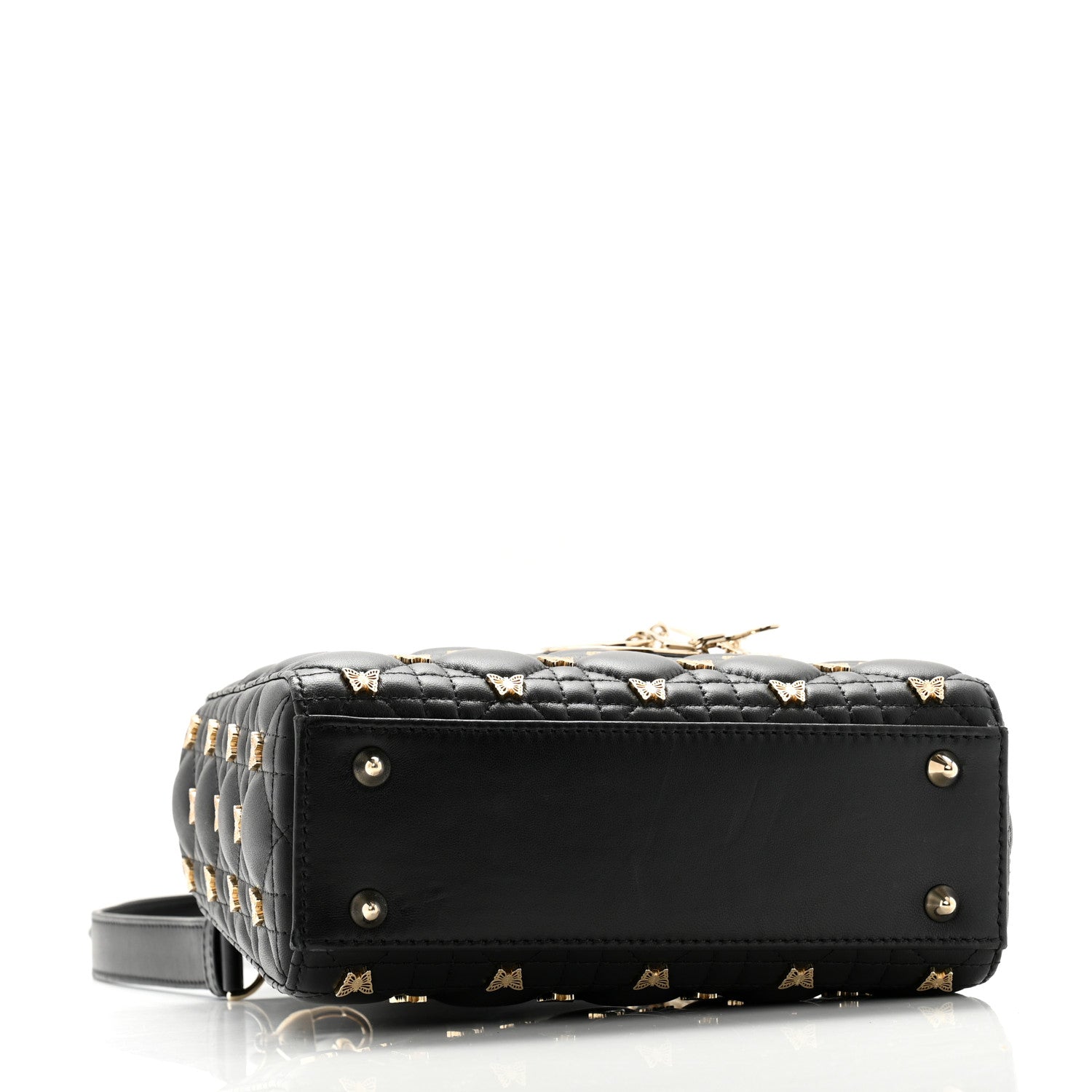 Christian Dior Lambskin Cannage Butterfly Studs Small Lady Dior Black 4 of 10