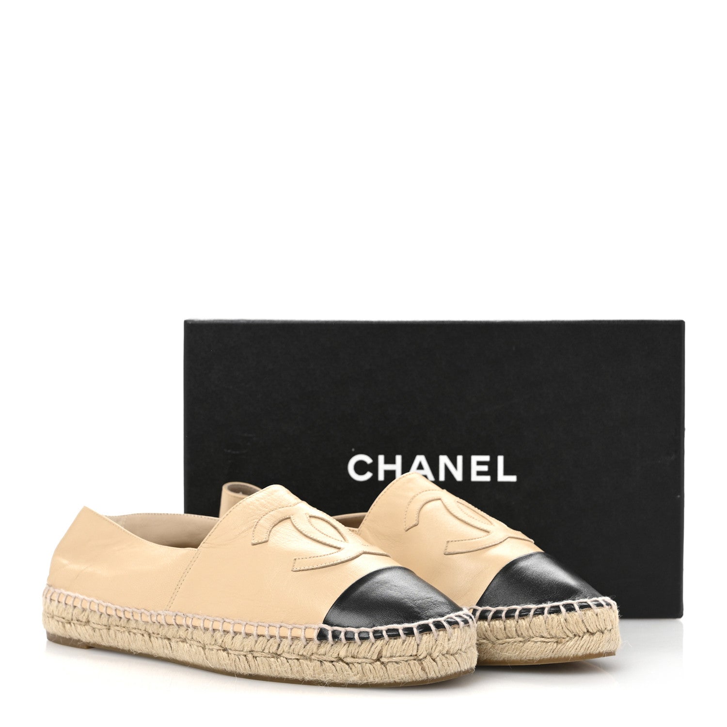 Chanel Lambskin CC Espadrilles 41 Beige Black 12 of 12