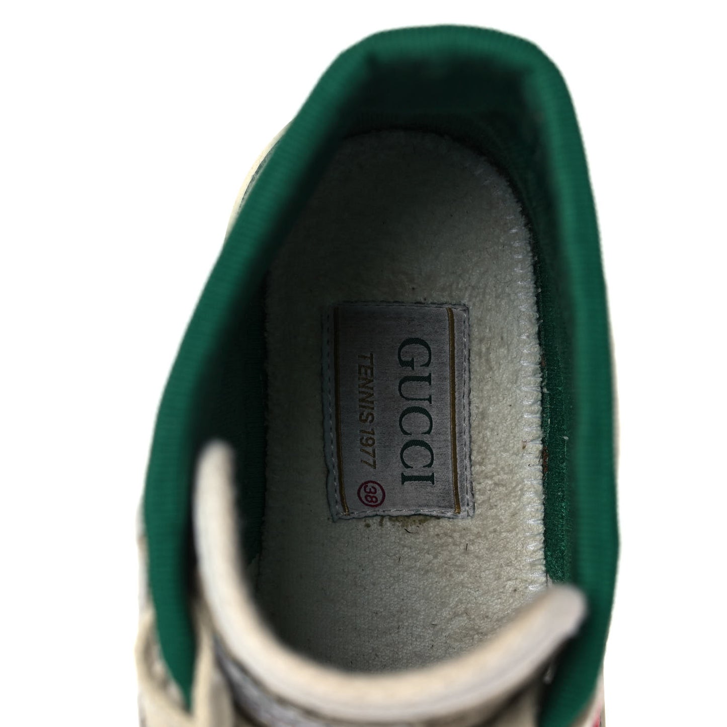 GG Monogram Web Womens 1977 Tennis High Top Sneakers 38 Beige Ebony Mystic White