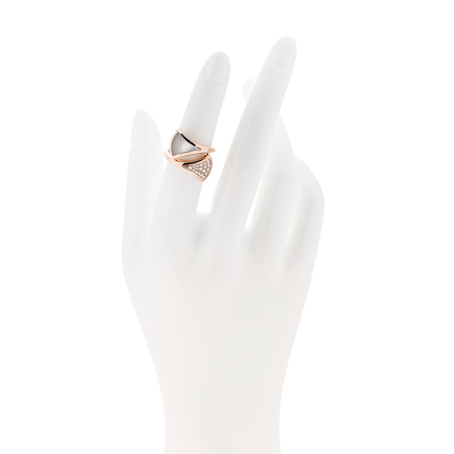 Bulgari 18K Rose Gold Mother of Pearl Diamond .22ct Divas' Dream Ring 50 5.5 2 of 6