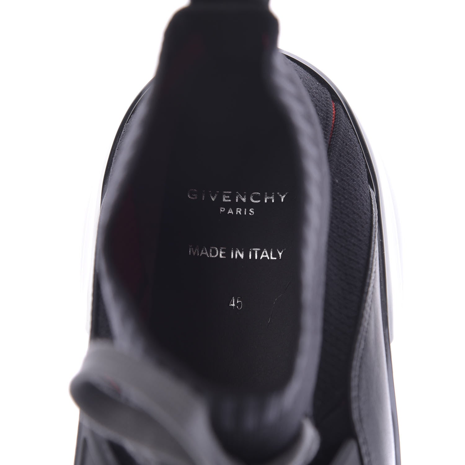 Givenchy Calfskin Neoprene Knitted Jaw Contrasted Cut Out Mid-Height Sneakers 45 Black Red 8 of 10