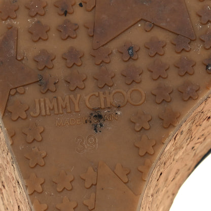 Jimmy Choo Patent Cork Portia 120 Wedge Sandals 39 Black 10 of 12