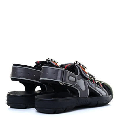 Gucci Mesh Fabric Tinsel Sport Sandals 36 Black Silver Green 3 of 6