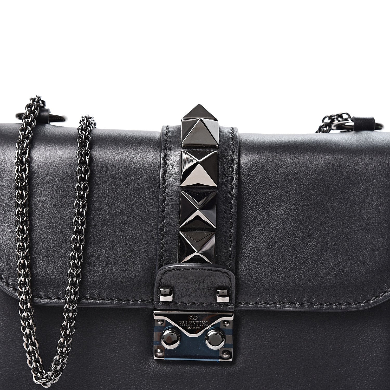 Valentino Garavani Vitello Small Glam Lock Rockstud Flap Black 8 of 8