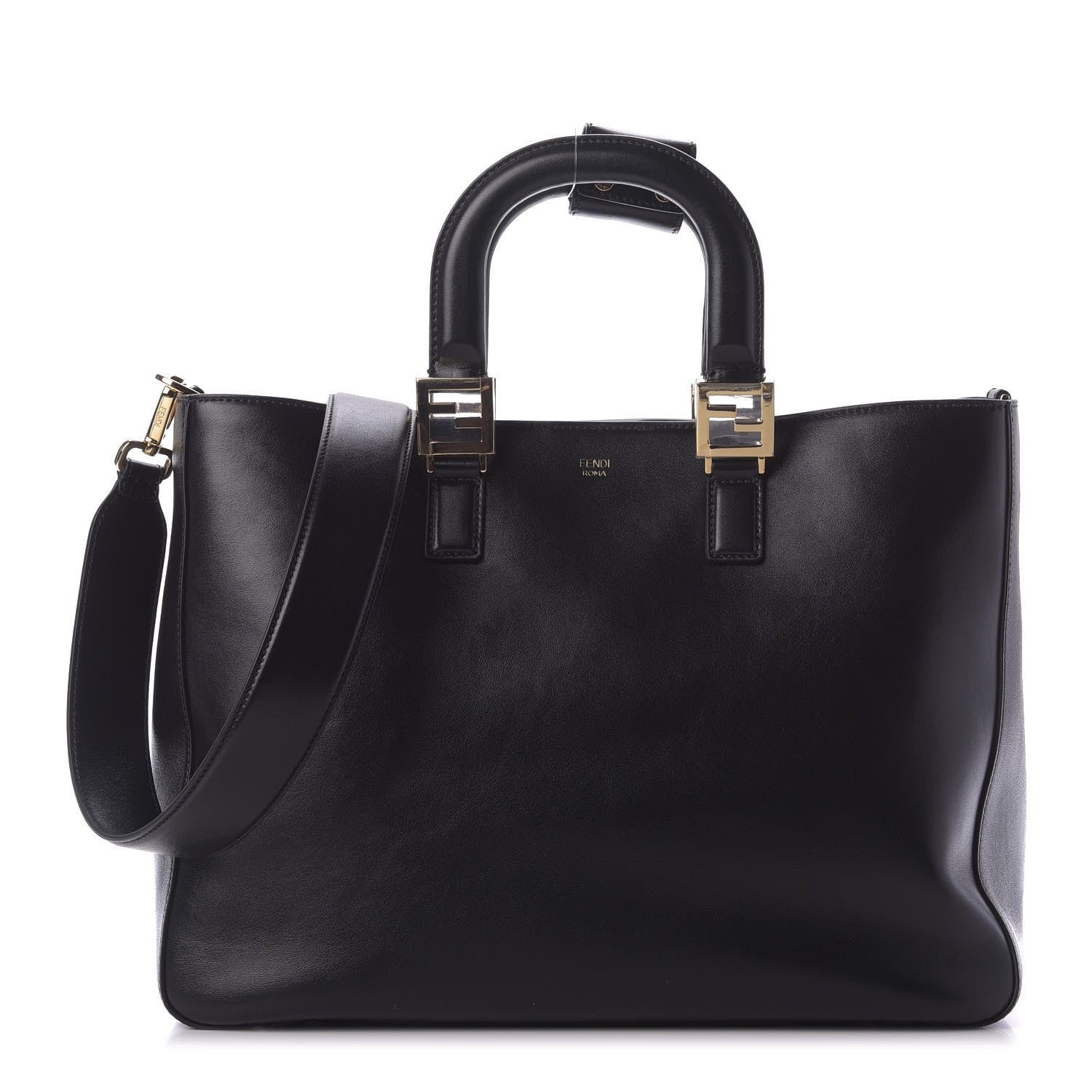 Fendi Vitello Glacier Medium FF Tote Black 1 of 10