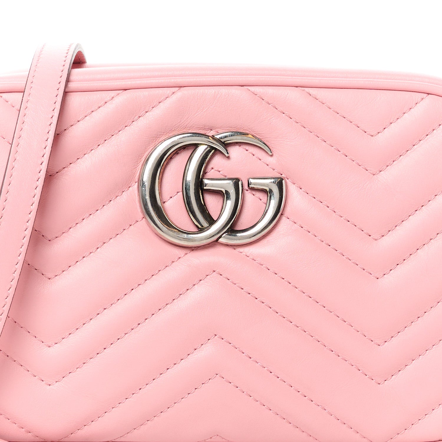 Gucci Calfskin Matelasse Small GG Marmont Chain Shoulder Bag Wild Rose 9 of 12