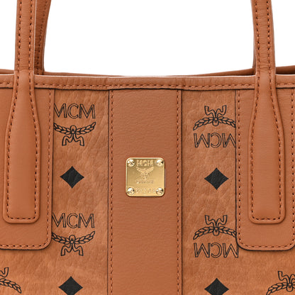 MCM Visetos Mini Liz Reversible Shopper Tote Cognac 7 of 11