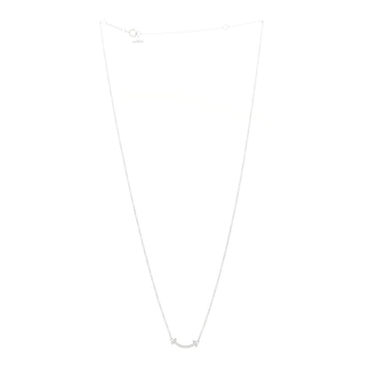 Tiffany 18K White Gold Diamond Mini T Smile Pendant Necklace 3 of 7