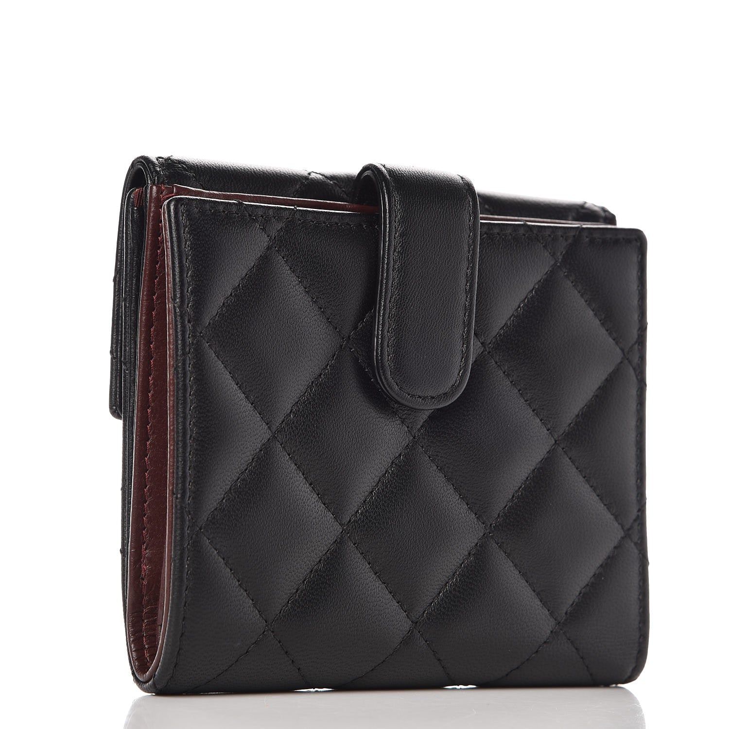 Chanel Lambskin Quilted Compact French Flap Wallet Black 3 of 9