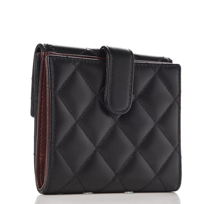 Chanel Lambskin Quilted Compact French Flap Wallet Black 3 of 9